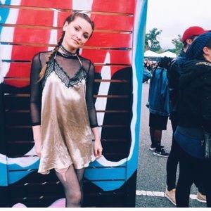 LF One Way lace trim low back mini dress